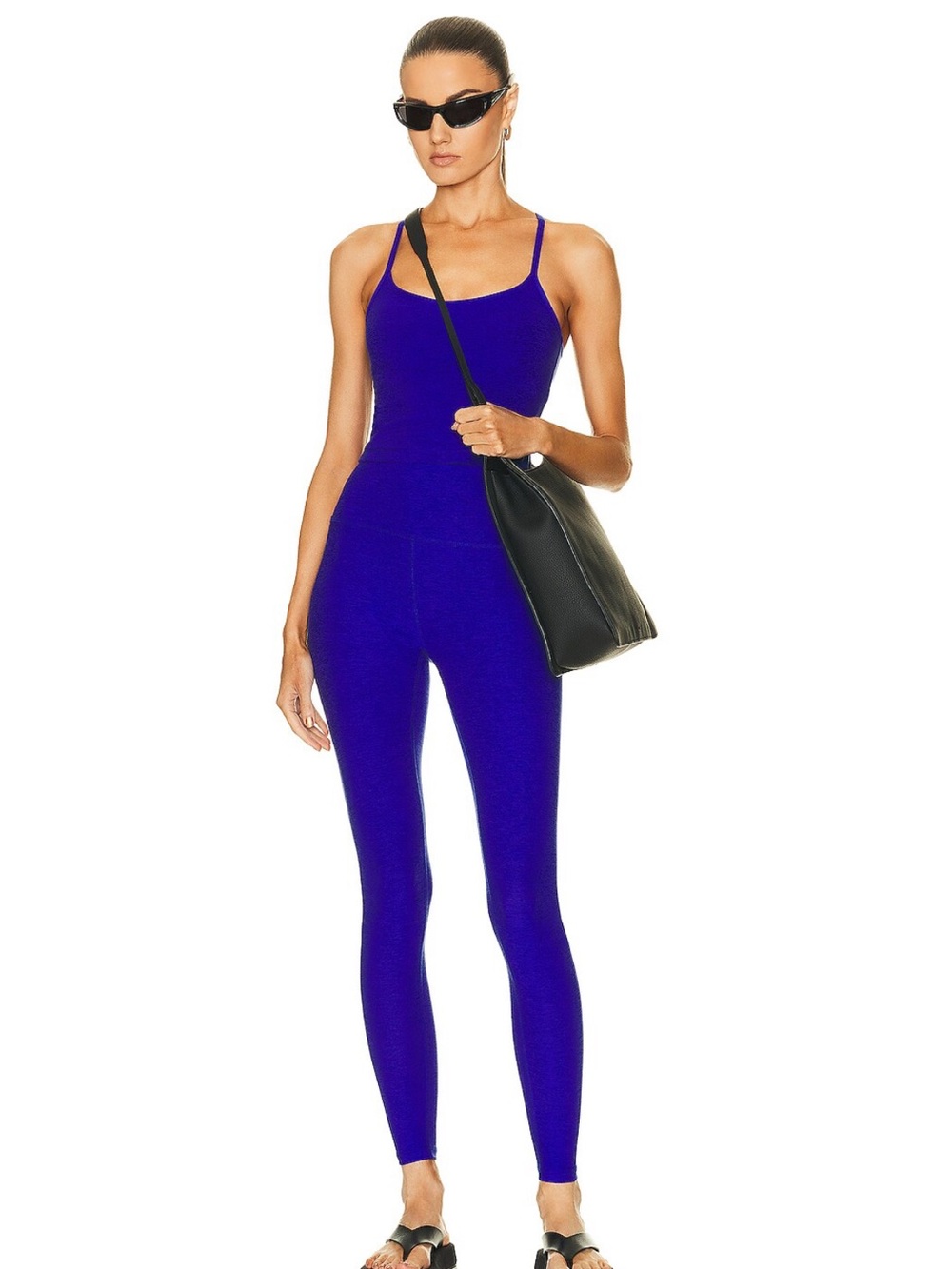Beyond Yoga Spacedye Slim Racerback Cropped Tank in Electric Royal Heather NWOT - Picture 2 of 11